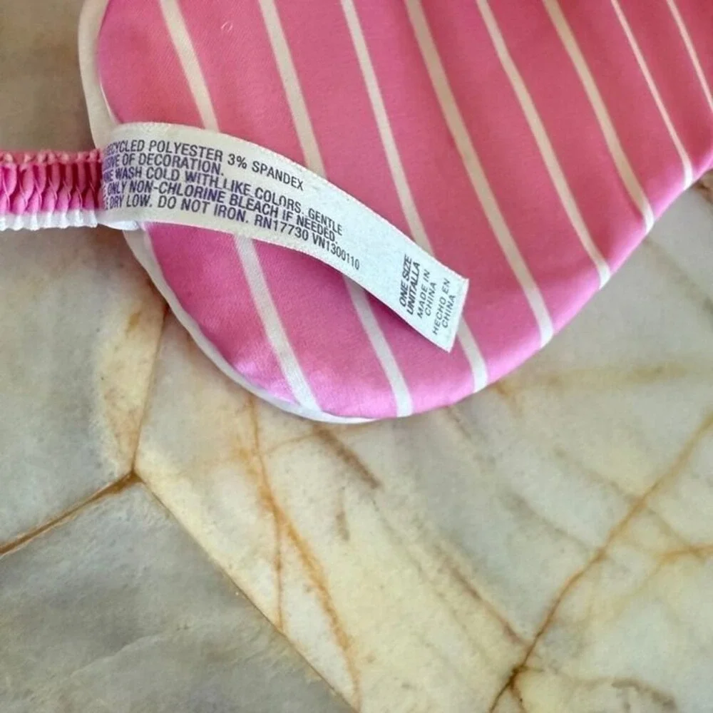 padded Satin silky pink stripe sleep mask One Size